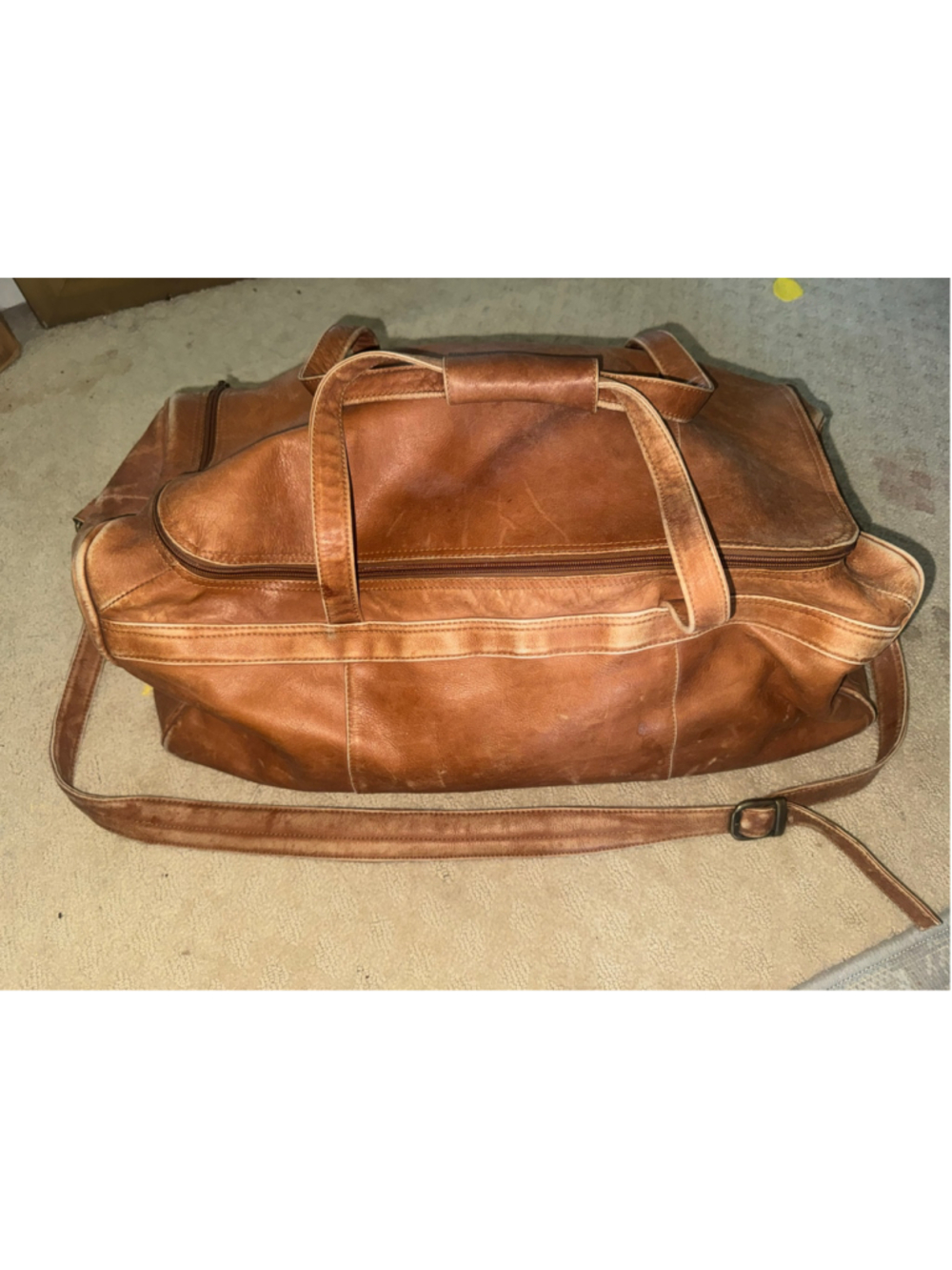 Leather Duffel Bag One Size Brown
